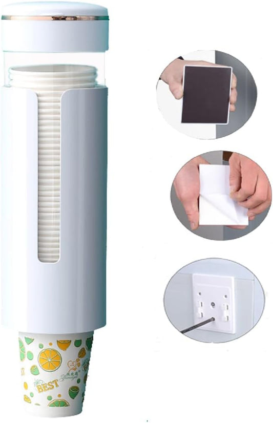 Coffee Machine or Water Dispenser Wall Mounted Disposable Cup Dispenser,fits 3 to 8 oz Paper or Plastic Cup