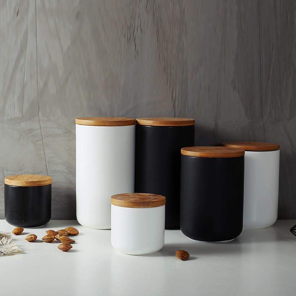 MilkyWay Ceramic Food Storage Jar Canister Modern Design Food Canisters with Airtight Seal Bamboo Lid,Loose Tea Coffee Spice Nuts Snacks Seasonings Storage Jar Canister Caddy (Black 24.63oz/700ml) | Modern design jar keeps food fresh with airtight seal, p