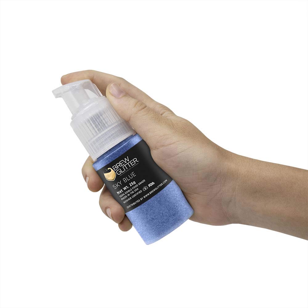 Brew Glitter Edible Drink Glitter Pump 1x 25g for Cocktails, Beer, &amp; Beverages (Sky Blue)