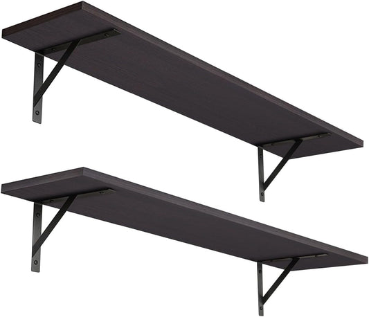 DINZI LVJ Long Wall Shelves, 31.5 Inch Wall Mounted Shelves Set of 2, Easy-to-Install, Wall Storage Ledges with Sturdy Metal