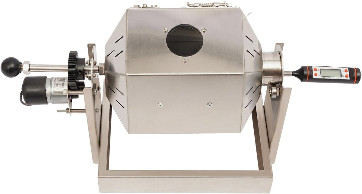 3.8L Drum Coffee Roaster Stainless Steel w/Cooler &amp; Thermometer, Silver