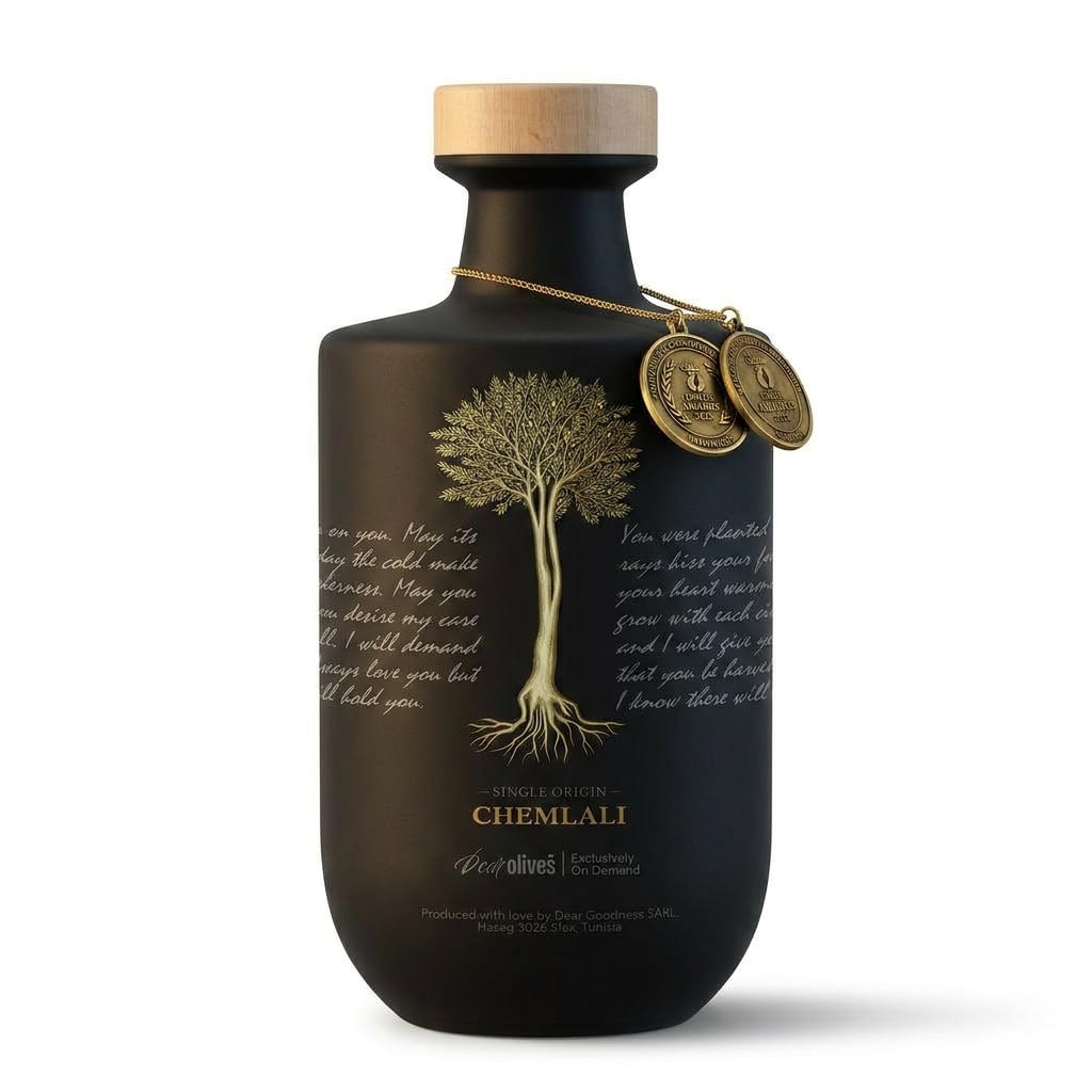Dear Olives™ Smooth Mediterranean Extra Virgin Olive Oil, Early Harvest Cold Pressed, Balanced Taste &amp; Polyphenols, Perfect for Dipping, Drizzling and Cooking, Award-Winning 2025 Harvest in Premium Box, 700ml / 23.7 Fl Oz (Chemlali - Smooth)