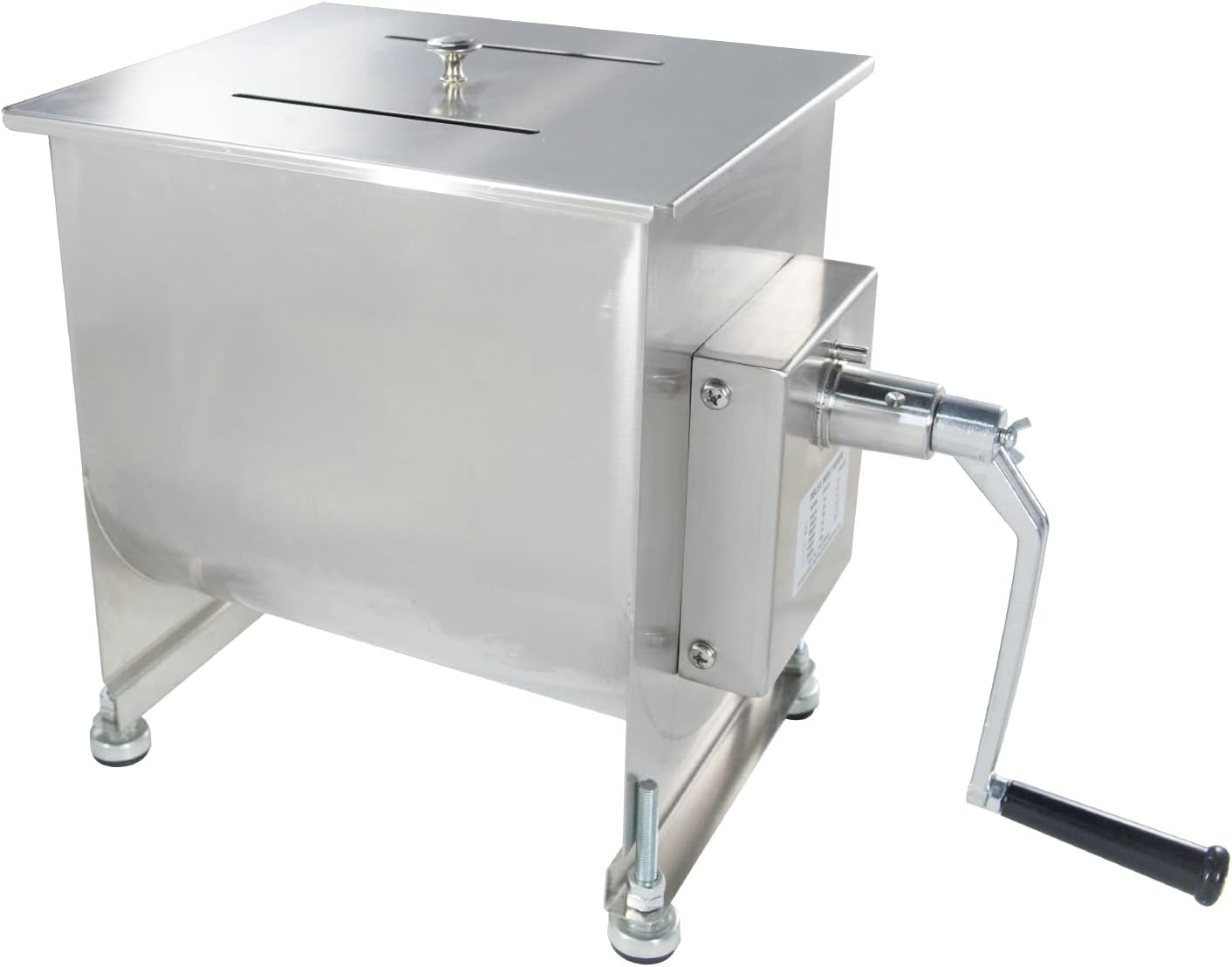 CMI Commercial Stainless Steel Manual Meat Mixers with lid,35Lb/20L Tank,(Mixing Maximum 35-Pound for Meat),Sausage Mixer Machine Meat Processing Equipment
