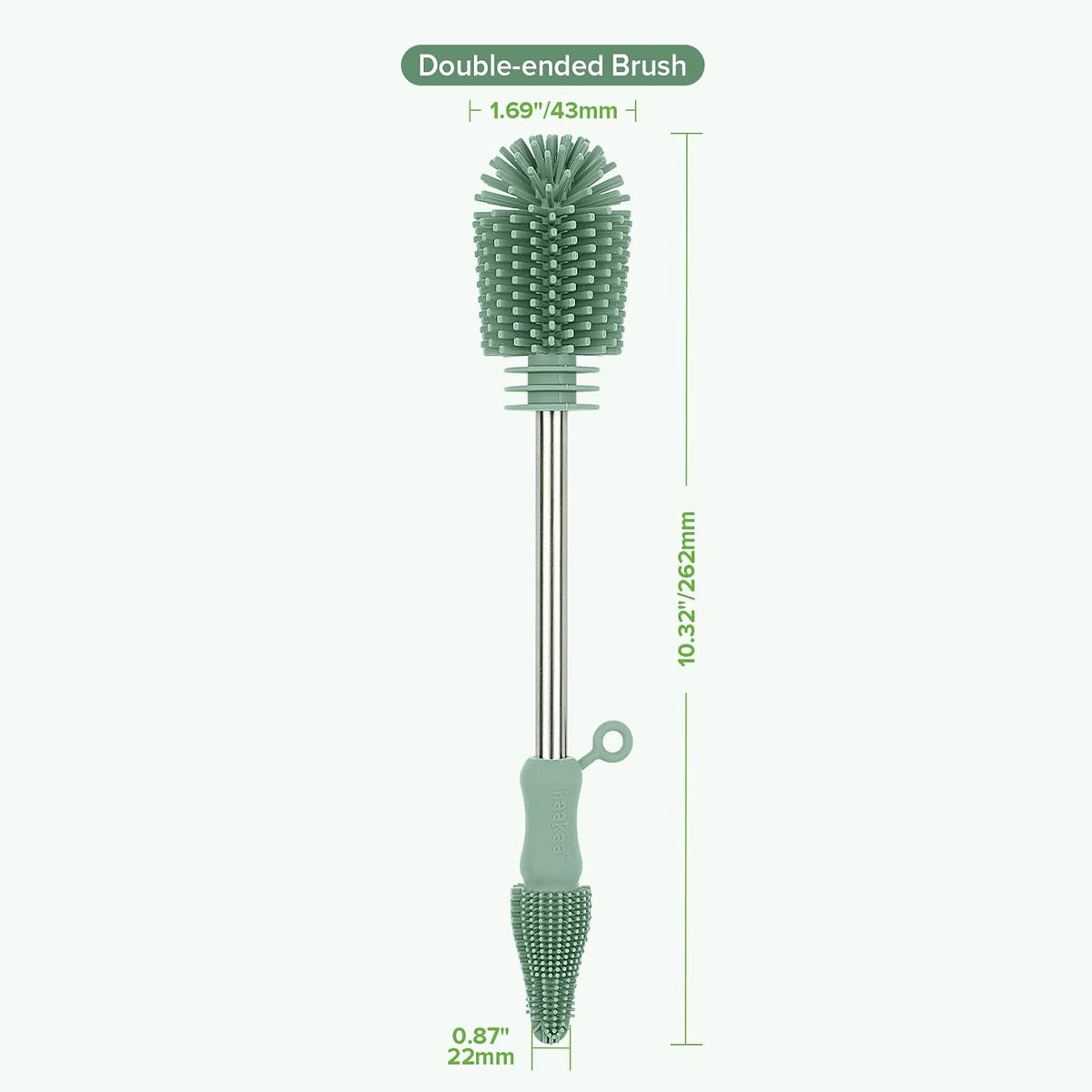 Haakaa Silicone Cleaning Brush for Baby Bottles &amp; Crevices, Pea Green, 1PK