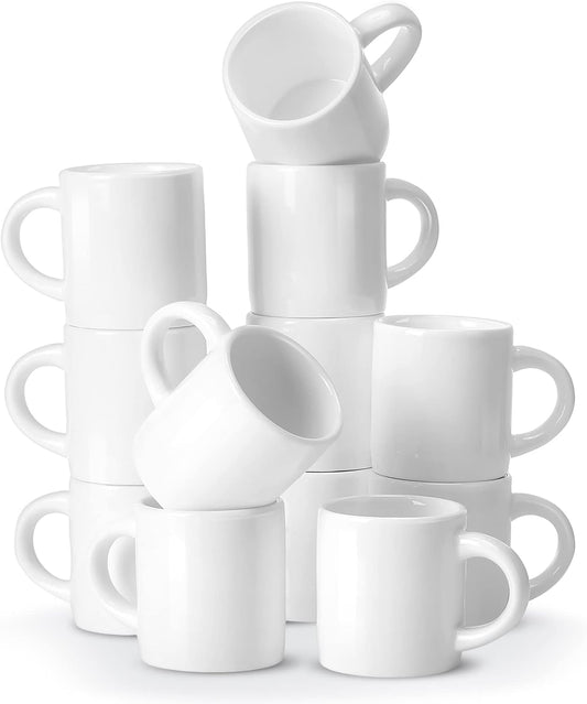 Roshtia 12 Pieces 3 oz Espresso Mugs Espresso Cups Mini Coffee Mugs with Handles Porcelain Coffee Cups Ceramic Smooth