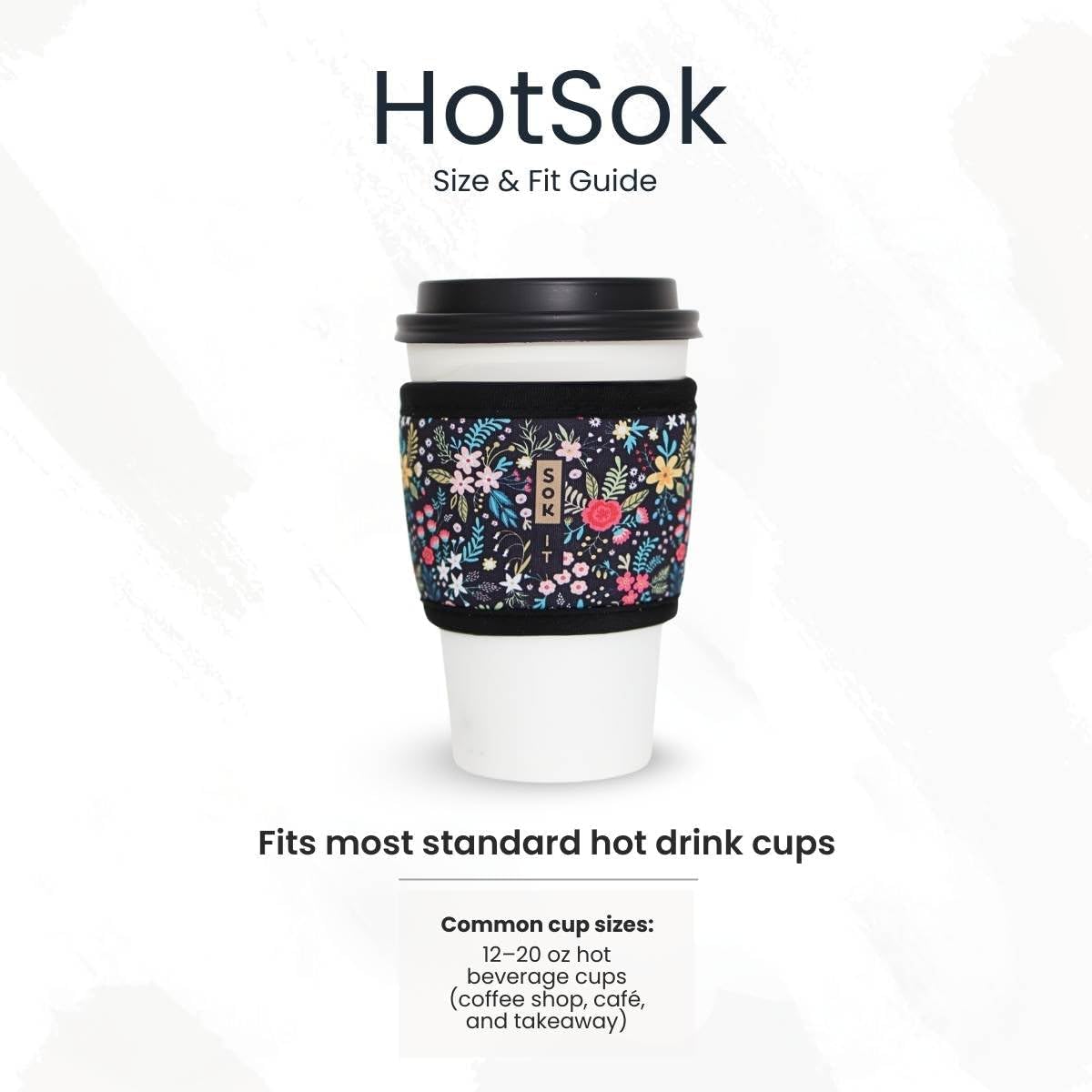 Sok It HotSok Coffee &amp; Tea Reusable Insulated Neoprene Cup Sleeve (Abstract Floral, One Size Coffee Sleeve)