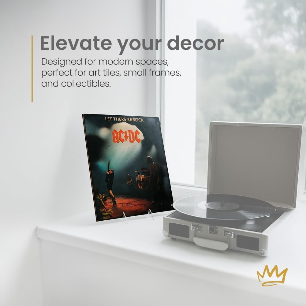 KINGDOM SOLUTIONS - 4.75" Clear Acrylic Display Stand Made in USA - 12 Pack | Holds Plates, Pictures, Photos, Books, Frames, Posters &amp; Art - Sturdy, Adjustable, Great for Home, Office or Retail Use