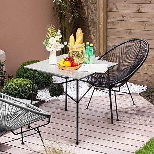 Portal Lightweight Aluminum Folding Square Table Roll Up Top 4 People Table | Portable Outdoor Design; Durable Construct