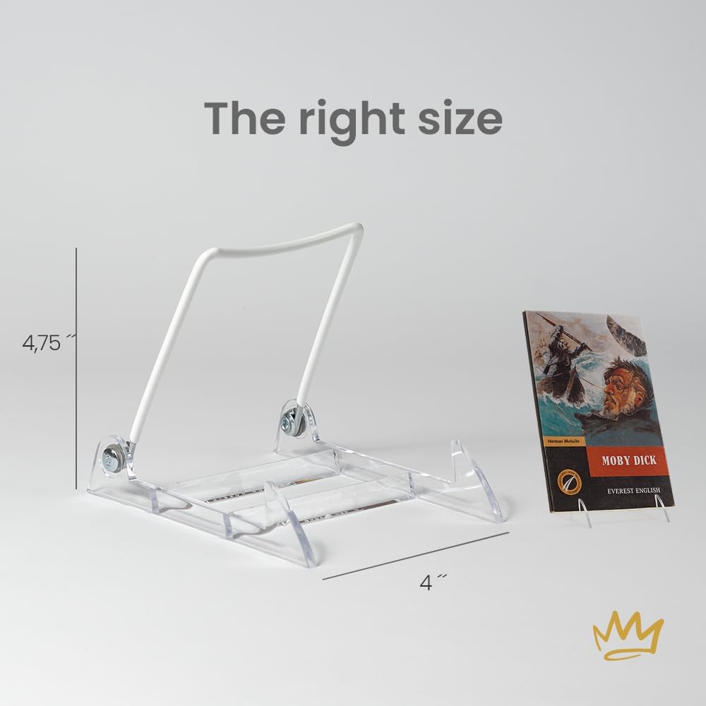 KINGDOM SOLUTIONS - 4.75" Clear Acrylic Display Stand Made in USA - 12 Pack | Holds Plates, Pictures, Photos, Books, Frames, Posters &amp; Art - Sturdy, Adjustable, Great for Home, Office or Retail Use