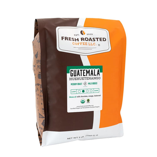 Fresh Roasted Coffee, Organic Guatemal | 5 lb (80 oz) | Single Origin | Medium Roast | Mold & Mycotoxin Tested, Kosher |