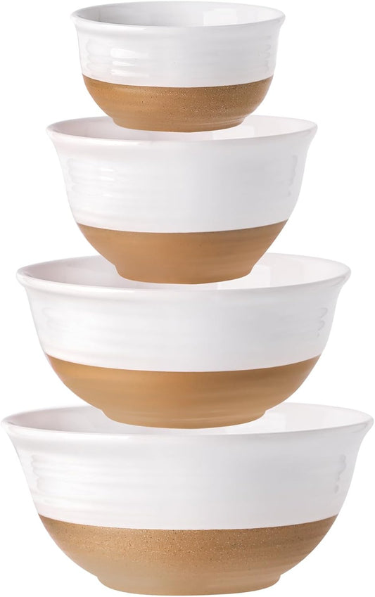 Hasense Mixing Bowls Set, 2.1/1.5/1.0/0.5 Qt Ceramic Nesting Bowls for Kitchen, Large Serving Bowls for Cooking, Prepping,