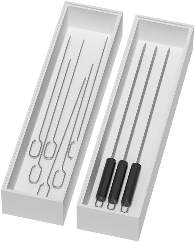 Lixple Bamboo Kitchen Drawer Organizer, 2 Pack, 12" x 3" x 2", White
