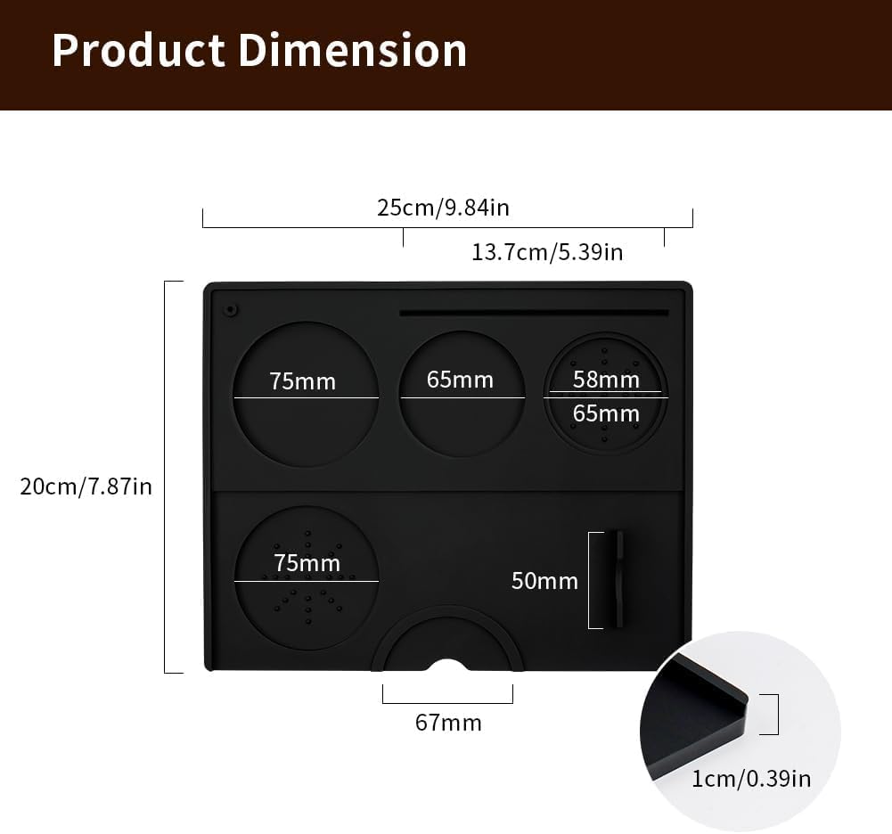 watchget Silicone Espresso Tamping Mat Tamp Station, Black | Non-slip, heat-resistant, protects countertop, fits 51/54/58mm Tools,Espresso Accessory for Home Baristas Bar Coffee Shop