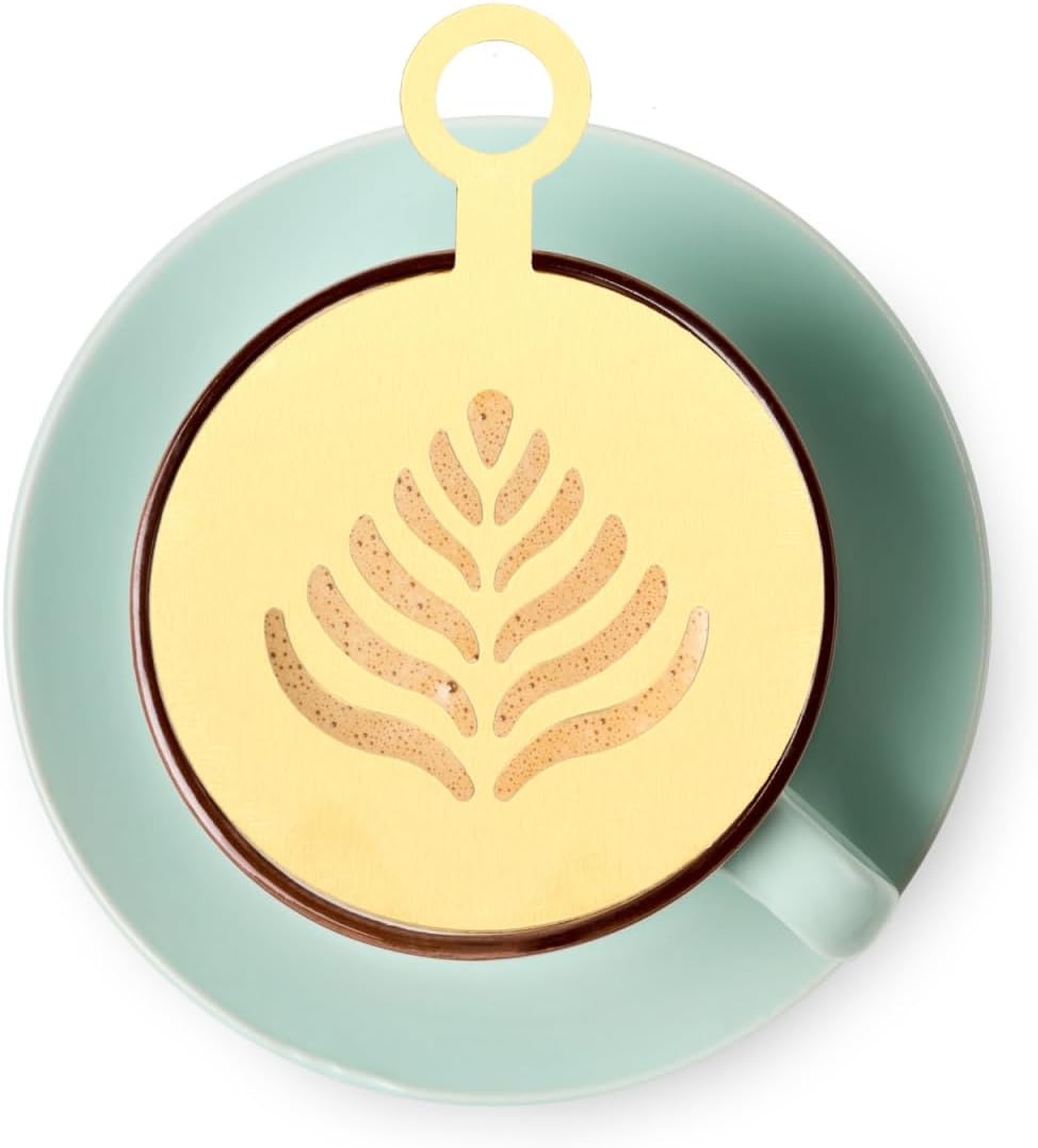 SHOWERORO Coffee Latte Art Stencils 4 Pcs Metal Coffee Stencils for Cappuccino Chocolate Decoration Milk Foams Templates Flower Mold 4.72X3.34In