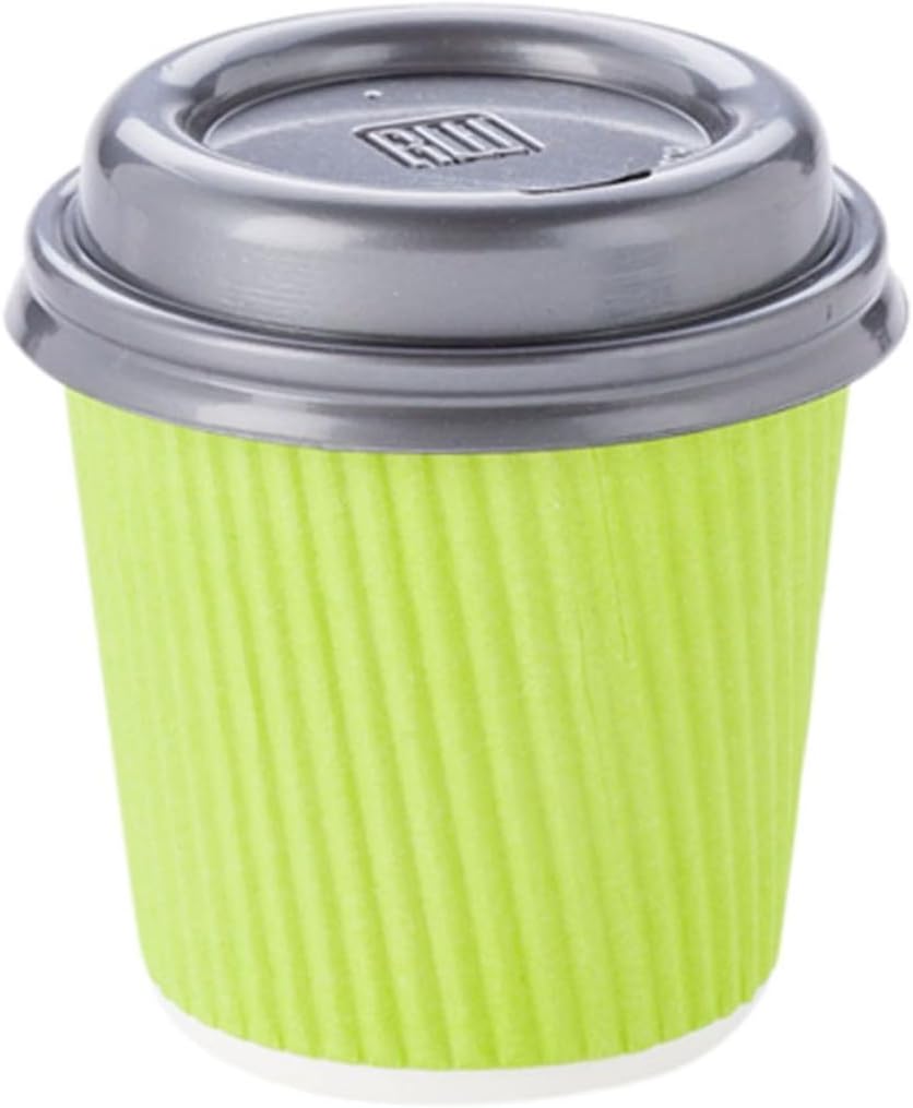 Restaurantware Ripple Wall Coffee Cups 500 Count 4 Ounce Insulated Eco Green Paper Cups, Rolled Rim Spill-Resistant Disposable Paper Non-Slip for Coffee, Beverages