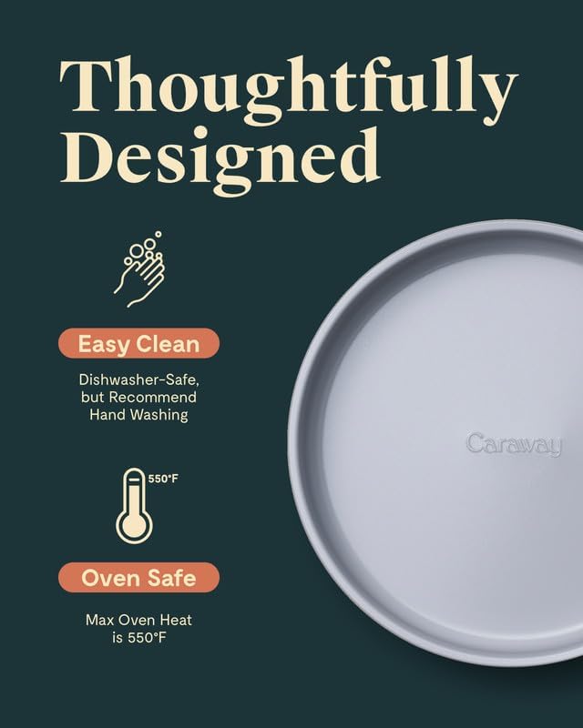 Caraway 9" Non-Stick Ceramic-Coated Circle Pan | Naturally Slick Ceramic Coating, Non-Toxic, PTFE and PFOA Free, Perfect for Birthday Cakes, Tartes, and More, Cream