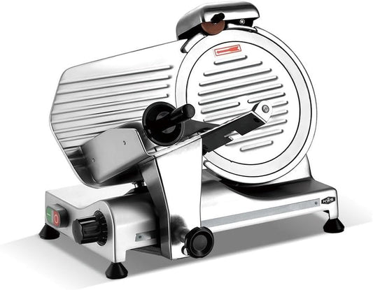 KWS MS-10SL Commercial 320w Electric Meat Slicer 10-Inch Triple Safety Locks + Anodized Aluminum Base with Stainless Steel