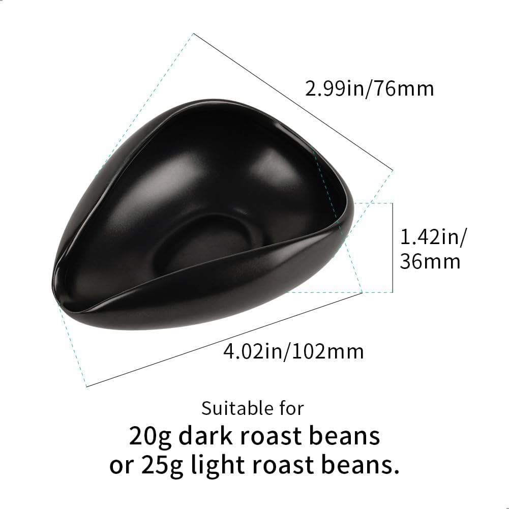 watchget Ceramic Coffee Dosing Cup &amp; Tea Storage Tray, Black | Single Dose Measuring Container for Coffee Beans &amp; Loose Leaf Tea Dosing Vessel; Hold 20-25g Coffee Beans