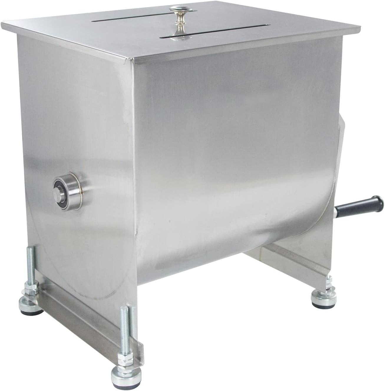 CMI Commercial Stainless Steel Manual Meat Mixers with lid,35Lb/20L Tank,(Mixing Maximum 35-Pound for Meat),Sausage Mixer Machine Meat Processing Equipment