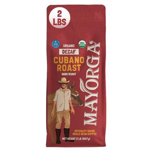 Mayorga Decaf Coffee 2lb Bag Dark Roast Organic Swiss Water Decaffeinated Cubano Roast Coffee - 100% Arabica Whole Coffee