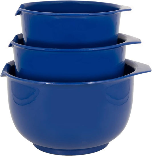 GLAD Mixing Bowls with Pour Spout, Set of 3 Nesting Design Saves Space Non-Slip, BPA Free, Dishwasher Safe Plastic Kitchen