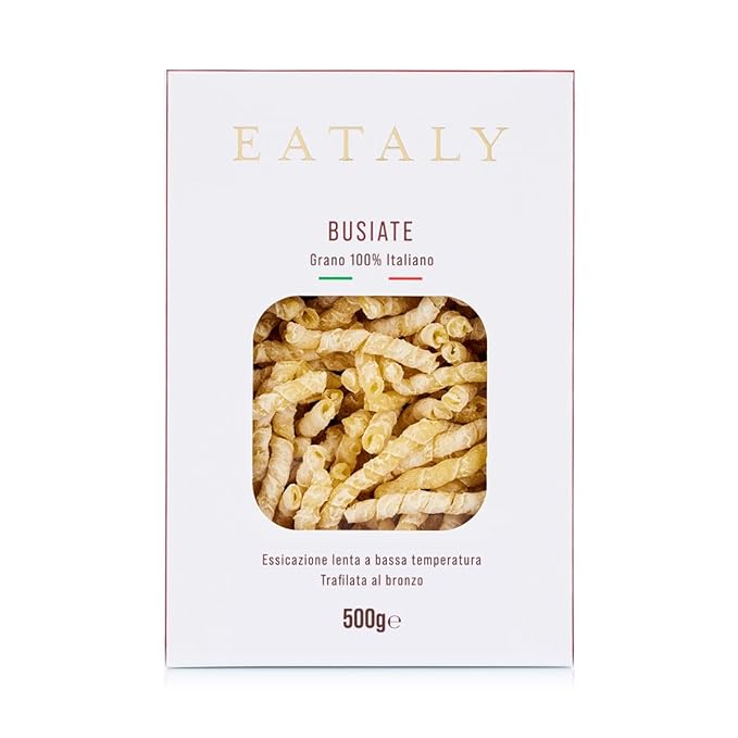 Eataly Italian Busiate Pasta Noodles - 500g (17 oz.) Box -Authentic Durum Semolina Wheat - Made in Italy- Dried Pasta for Gourmet Dining, 1 Pack