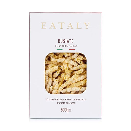 Eataly Italian Busiate Pasta Noodles - 500g (17 oz.) Box -Authentic Durum Semolina Wheat - Made in Italy- Dried Pasta for