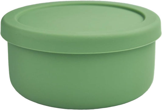 XU&PEIQI 24oz Silicone Lunch Box, Round Small Salad Bowl with Lid, Airtight Food Container for Meal Prep, Leftovers, Soup &