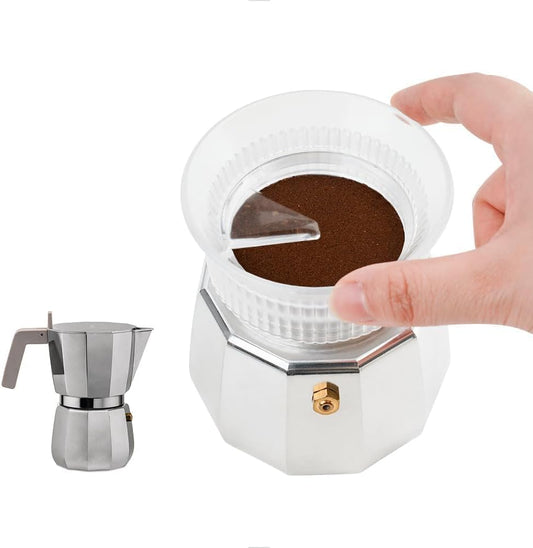 watchget 60mm Moka Pot Dosing Funnel &amp; Distributor for 6 Cup Moka Pot,Black | Precise Volume Control, Anti-Spill, Perfect Extraction, Espresso Distribution Tool for Italian Moka Pot Dosing Ring