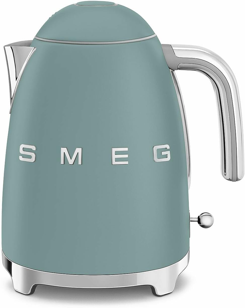 SMEG KLF03 Electric Kettle 1.7L (7 Cup), Retro Hot Water Boiler for Tea &amp; Coffee, Fast Boiling, Auto Shut-Off, Soft Open Lid, 360° Swivel Base Countertop Kettle – Matte Jade