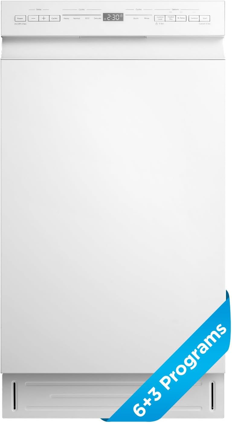 Midea 18 Inch Built-in Dishwasher, 8 Place Settings, Stainless Steel Tub | 6 Washing Cycles, Energy Star Certified with Heated Dry &amp; High-Temp Wash, Slim Quiet for Apartments, and RVs, White