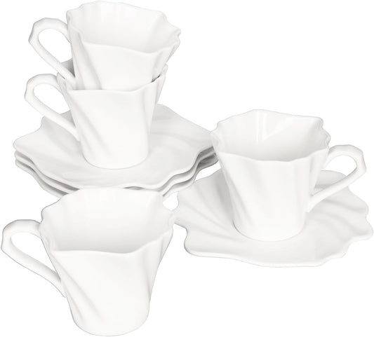 4.25 oz Espresso cups set of 4 | Italian style espresso cups and saucers | Porcelain espresso cup set | Espresso mugs | Demi