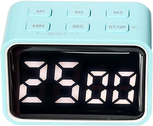 Digital Mini LED Timer, Rechargeable LED Countdown/Up Timer, 3 Pre-Set Memory Time Loud Alarm ON/Off Function, Ideal for