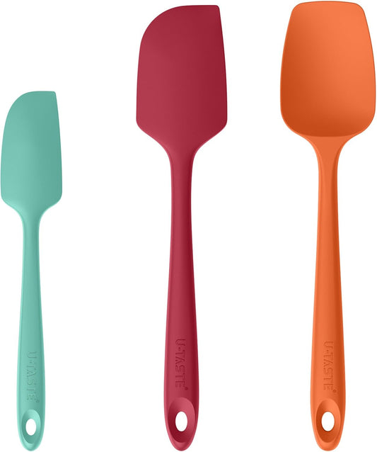 U-Taste Silicone Baking Spatula Set: 600ºF High Heat Resistant, Food Grade Flexible Rubber Kitchen Cooking Mixing Scraper,