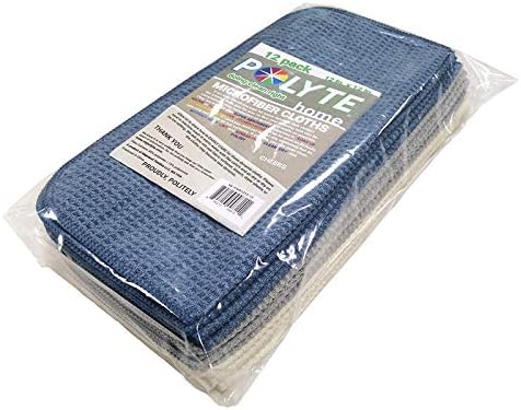 POLYTE 340 GSM Microfiber Waffle Kitchen Dish Cloth, 12x12 in, 12 Pack