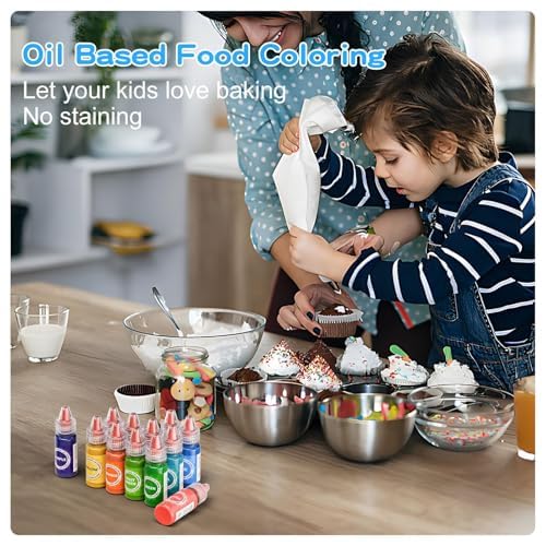 Oil Based Food Coloring for Chocolates - Jelife 12 Colors Oils Dye Set Flavorless Edible Food Color Vibrant Concentrated Neon Icing Colors for Candy Melts (6ml/Bottles)