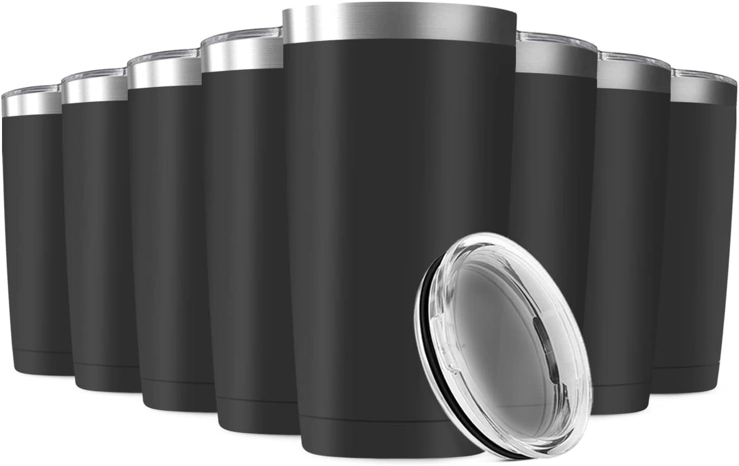 8 Pack 20oz Tumbler Vacuum Insulated Travel Mug with Lids, Stainless Steel Double Wall Bulk Cup for 