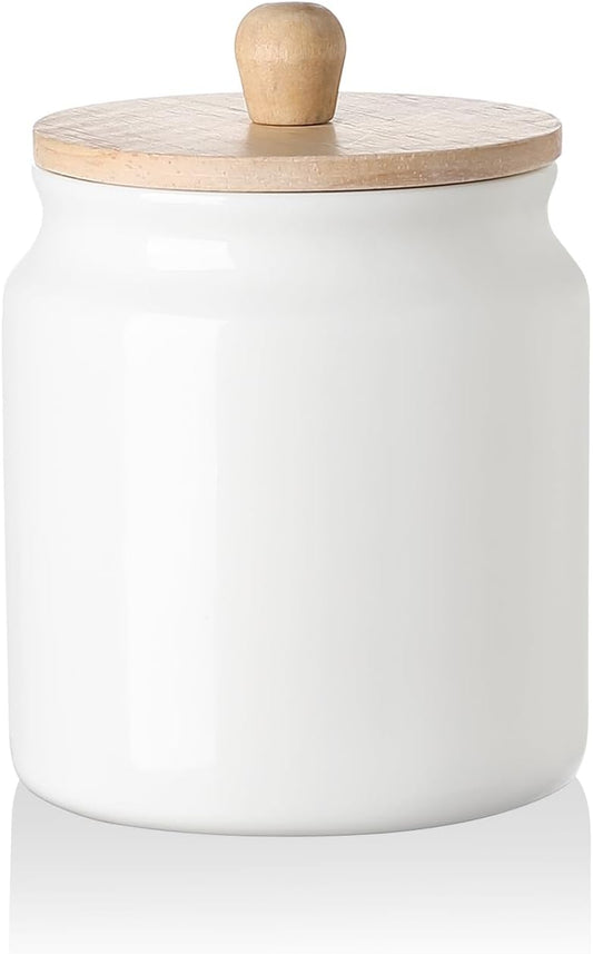 Sweejar Ceramic Kitchen Canisters, Porcelain Food Storage Jar with Airtight Seal Wooden Lid, Home Container Serving for