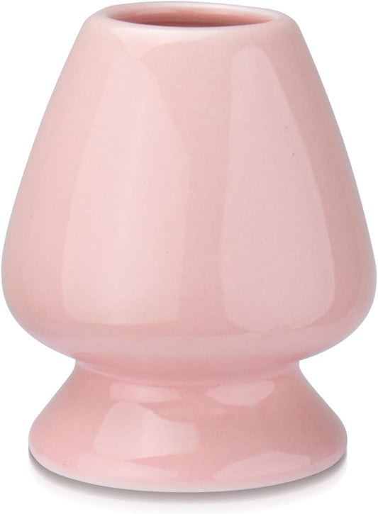 Traditional Japanese Matcha Tea Whisk Holder, 70mm Chasen Stand, Pink Ceramic, 2.7"L x 2.5"W