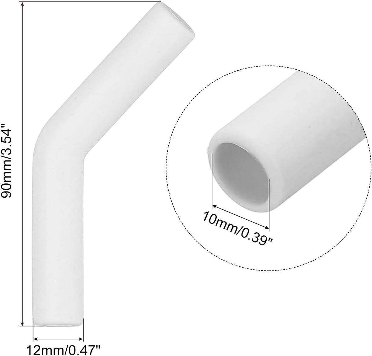 uxcell 12Pcs Silicone Straw Tips, Silicone Straw Elbows Tip, Soft Reusable Metal Straw Covers Fit for 10mm/0.39" OD Stainless Steel Straws, White
