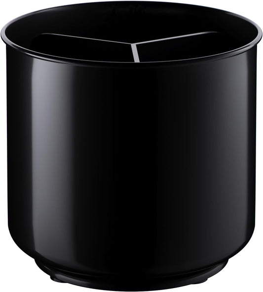 Extra Large Sturdy Rotating Black Utensil Holder Caddy with No-Tip Weighted Base, and Gripped Insert - Rust Proof and