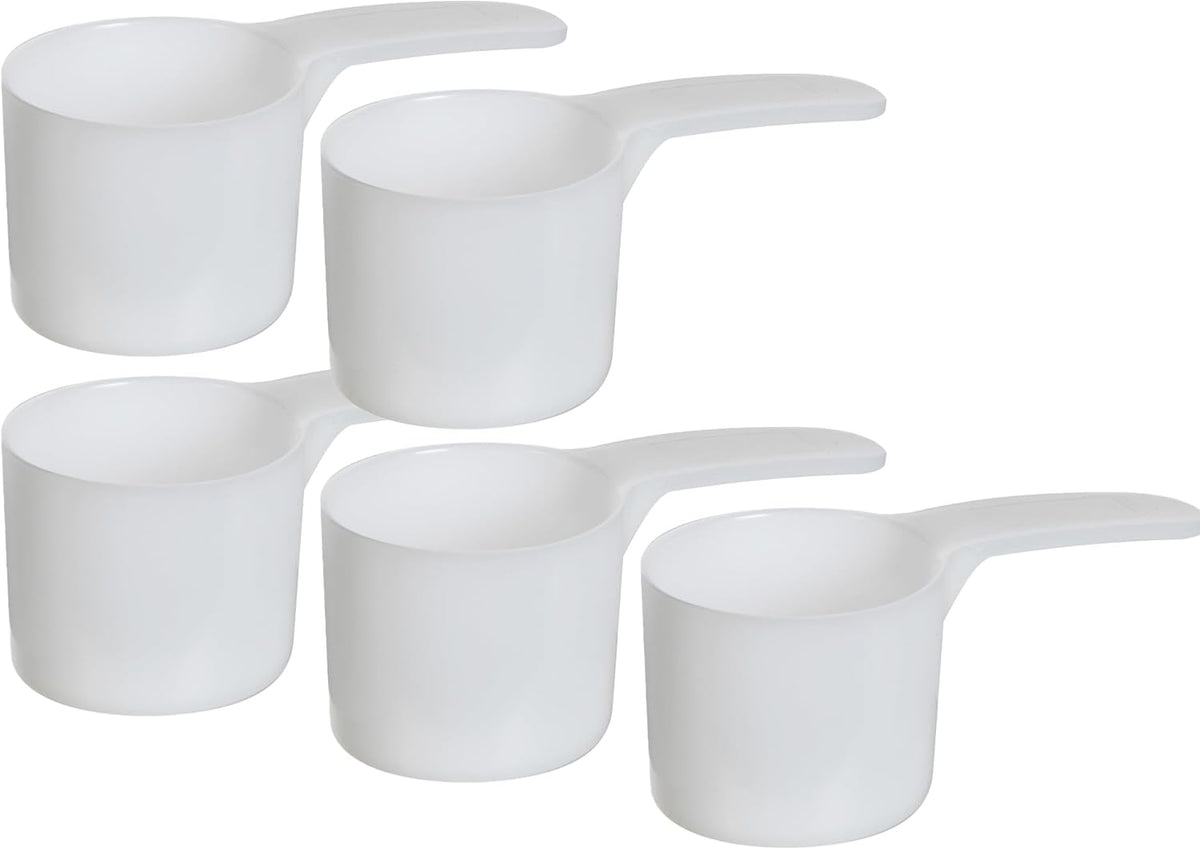 70 mL Plastic Measuring Packaging Scoop (=70 cc/ = 4.73 Tablespoon/ = 2.37 fl oz/ = 0.3 Cup), Meidum Handle - to Measure and Dispense Spices, Granules, Powders, for Seeds Packing (5)