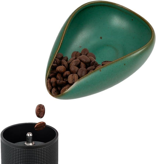 watchget Ceramic Coffee Dosing Cup &amp; Tea Storage Tray, Dark Green | Single Dose Measuring Container for Coffee Beans &amp; Loose Leaf Tea Dosing Vessel; Hold 20-25g Coffee Beans