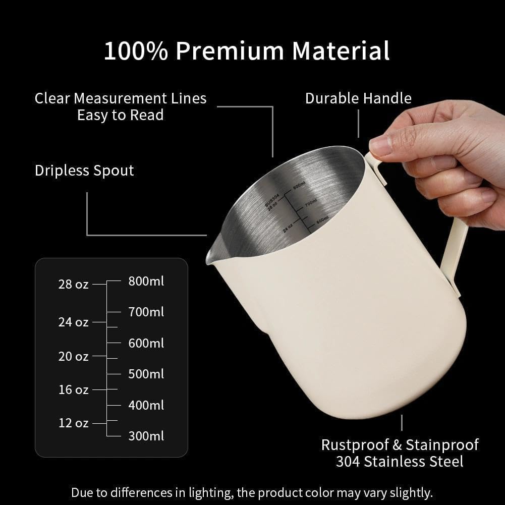 watchget 32oz Milk Frothing Pitcher Stainless Steel Espresso Steaming Jug