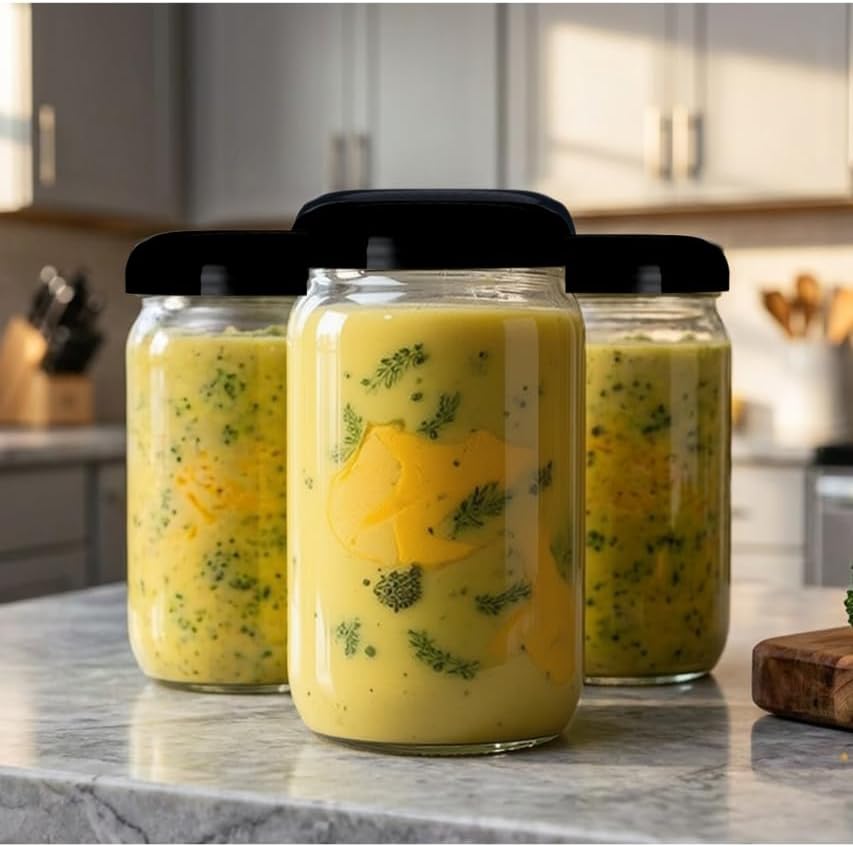 Jarming Collections Mason Jars - 32 oz Glass Storage Jars with Extra Wide Mouth Lids, BPA Free and Food Safe - Set of 2 with 2 Black Dome Plastic Lids