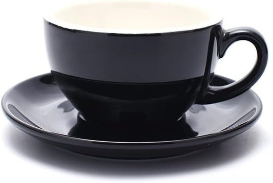 Free Pour Coffee Cup and Saucer, Small Cappuccino and Double Espresso, Ceramic Coffee Cups for Coffee Shop and Barista