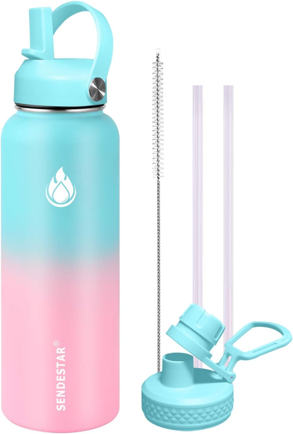 SENDESTAR Water Bottle 40oz Double Wall Vacuum Insulated Leak Proof Stainless Steel Sports Water Bot