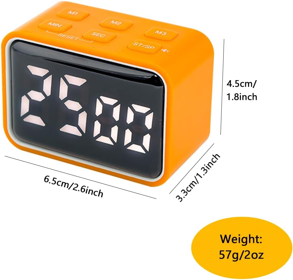 Digital Mini LED Timer, Rechargeable LED Countdown/Up Timer, 3 Pre-Set Memory Time Loud Alarm ON/Off Function, Ideal for Homework, Classroom, Office, Cooking, Kids Students (Blue)