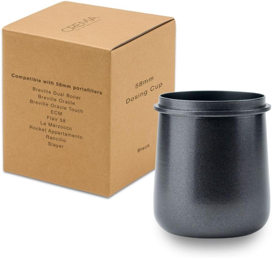 Crema Coffee Products 58mm Dosing Cup | Compatible with Breville Portafilters etc | Durable 100% Sta