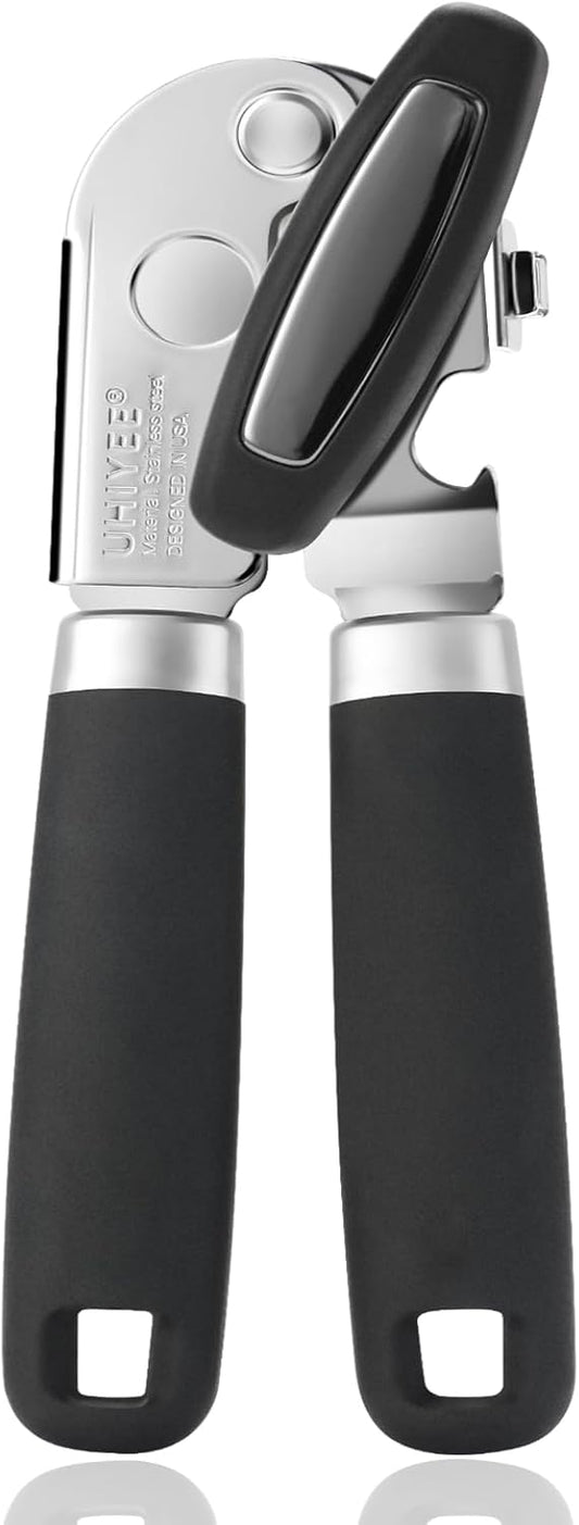 Manual Can Opener, UHIYEE Handheld Can Opener Heavy Duty with High Carbon Sharp Blade, Ease Can Open for Seniors with